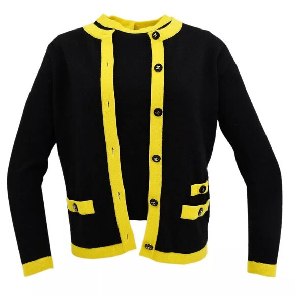 Chanel Ensemble Cardigan Short Sleeve Top Black